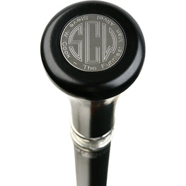 Personalized Engraved Knob Stick: Black Beechwood Shaft