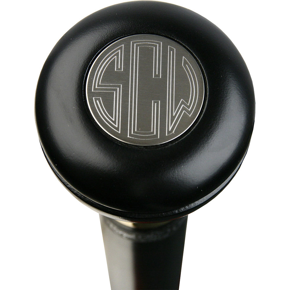 Personalized Engraved Knob Stick: Black Beechwood Shaft