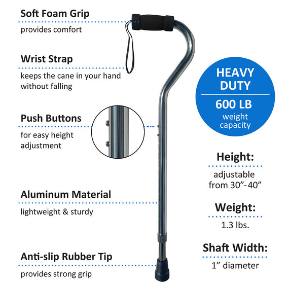 Super Heavy Duty Aluminum Cane: Gray, 600lb Capacity