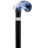 Blue & Clear Acrylic Bubble Handle Cane - Custom Wooden Shaft
