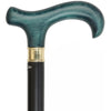 Extra Long Super Strong Blue Denim Derby Walking Cane With Black Beechwood Shaft and Brass Collar