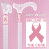 Believe in the Cure - Engraved Clear Lucite Derby Handle Walking Cane with Lucite Shaft