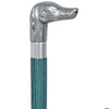 Chrome Plated Dog Handle Walking Cane w/ Custom Color Stained Ash Shaft & Collar