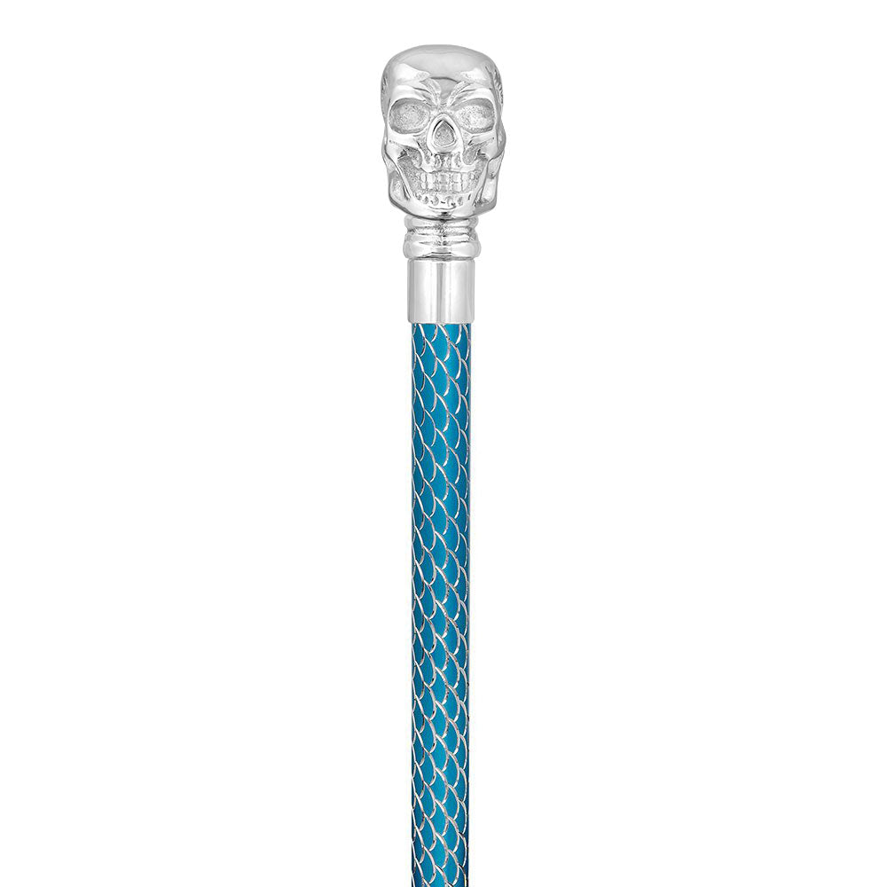 Skull Premium Chrome Brass Cane: Laser-Etched Custom Shaft
