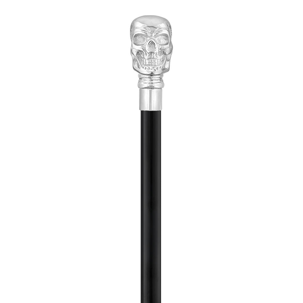 Skull Premium Chrome Brass Cane: Laser-Etched Custom Shaft