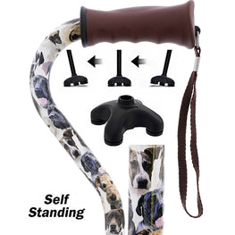 Dog Lovers' Offset Cane - Comfort Grip, Adjustable w/ SafeTbase