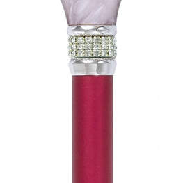 Scratch & Dent Crimson Daytime Pearlz with Rhinestone Collar and Red Shaft Designer Adjustable Cane V1688