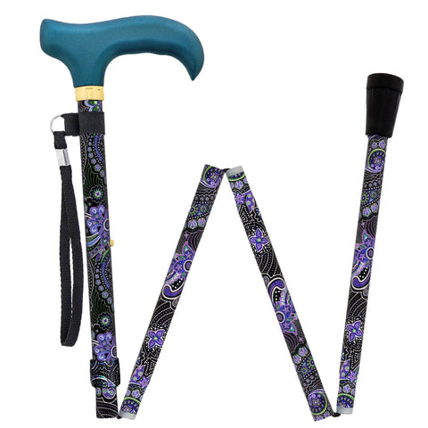 Purple Majesty Folding Adjustable Designer Walking Cane with Engraved Collar