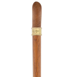 Scratch and Dent Genuine Oak Wood Derby 3 piece Walking Cane and Brass Embossed Collar V1906