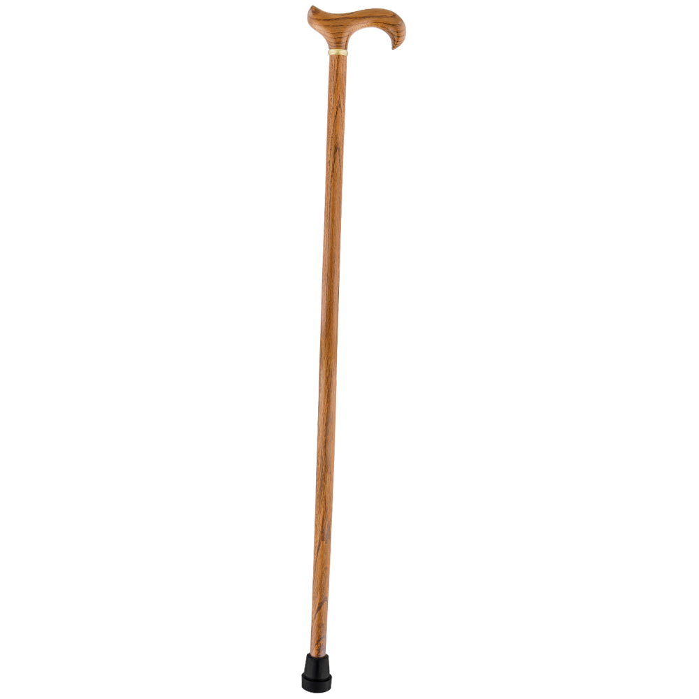 Strong Natural Oak Derby Cane with Gold Collar