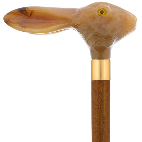 Alumnum Slver Rabbt Head Handle Wooden Walkng St… - Gem Alumnum Slver Rabbt Head Handle Wooden Walkng St… - Gem