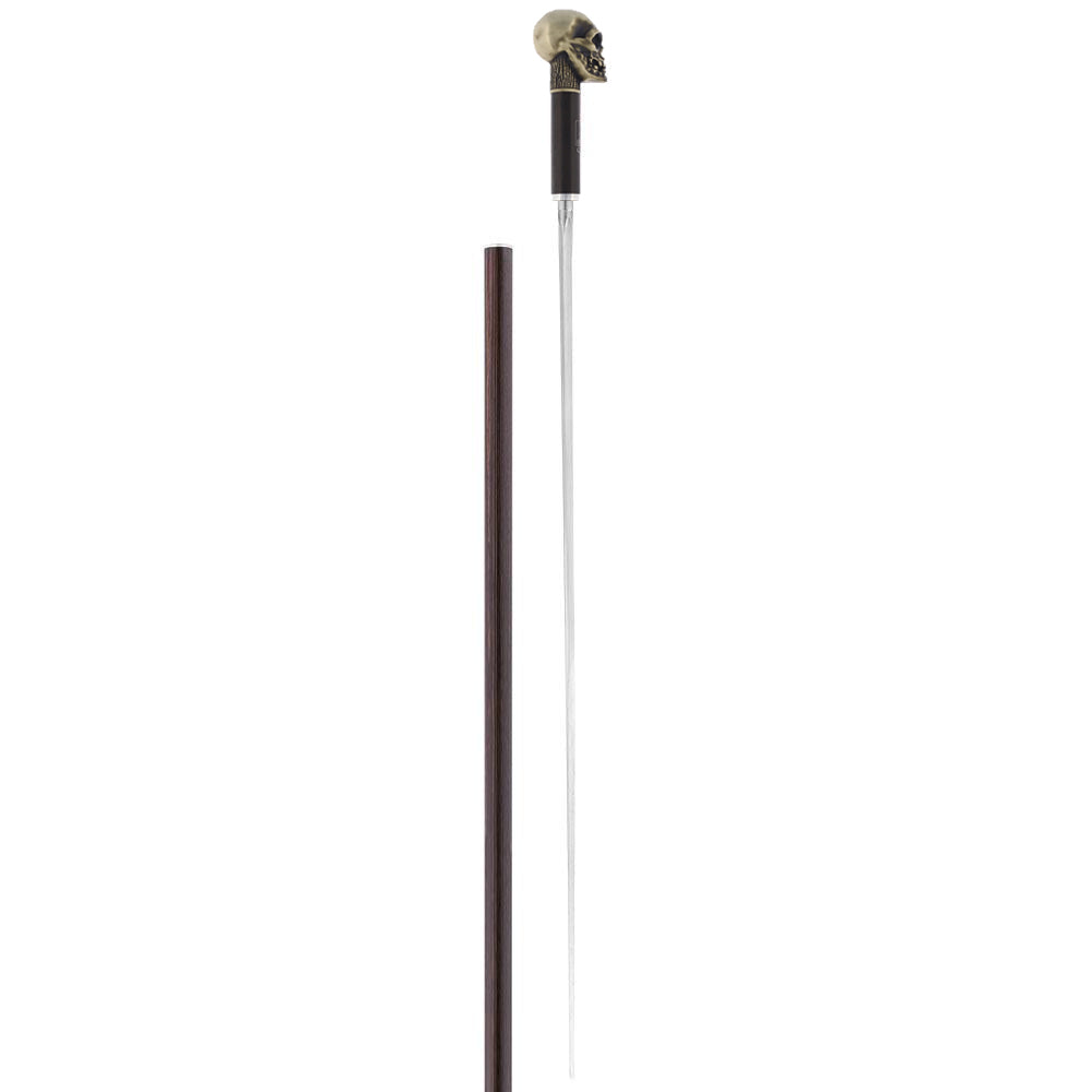 Silver Plated Skull Handle Sword Walking Stick With Stamina Shaft