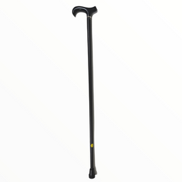 OUTLET - Royal Black Derby Walking Cane With Beechwood Shaft and Silver Collar