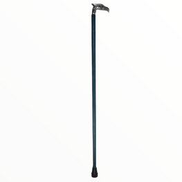 OUTLET - Chrome Plated Eagle Handle Walking Cane w/ Blue Stained Ash Shaft & Collar