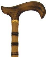 Alex Orthopedic Deluxe Jambis Maple Derby Walking Cane With Scorched Maple Shaft and Brass Collar