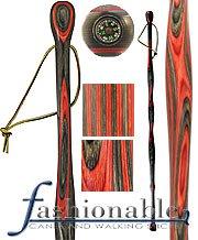 American Woodcrafter Colortone Red & Black Hiking Staff With Laminated Birchwood Shaft
