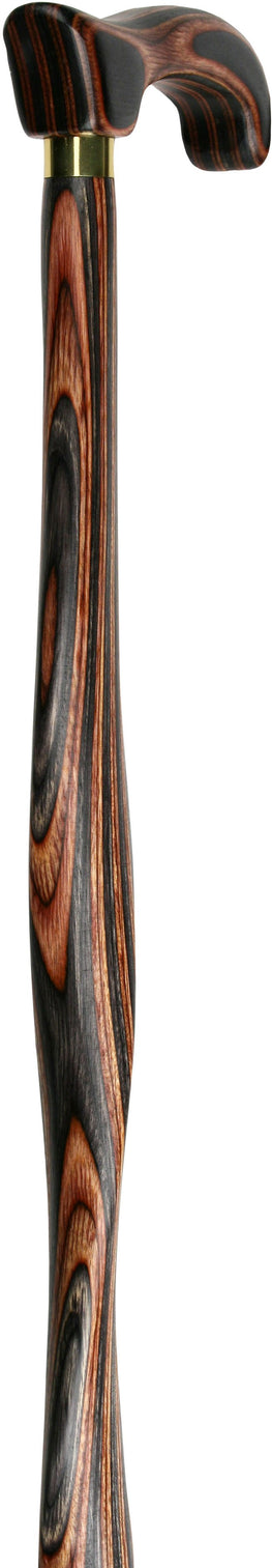American Woodcrafter Colortone - Twist - Black and Brown Derby Walking Cane With Laminated Birchwood Shaft and Brass Coll