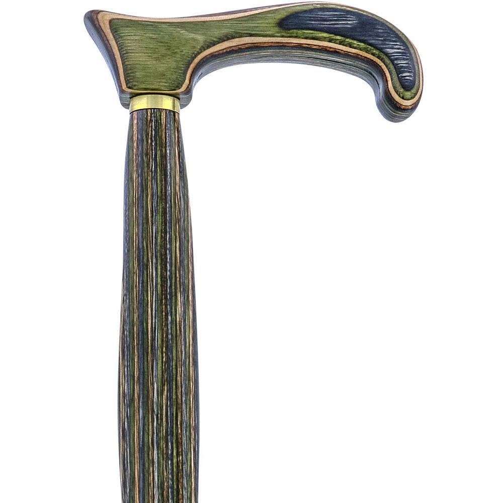 American Woodcrafter Camoflauge Colortone Classic Derby Handle Walking Cane With laminate Birchwood Shaft