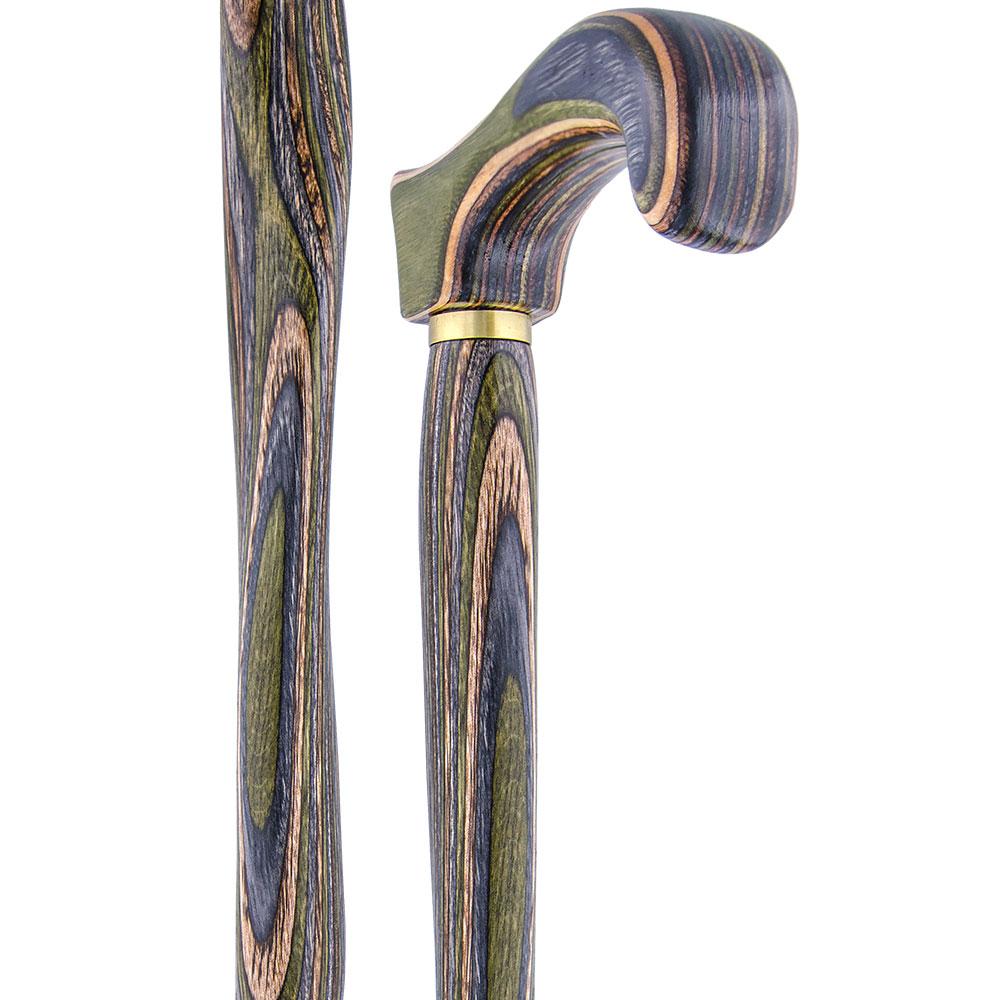 American Woodcrafter Camoflauge Colortone Classic Derby Handle Walking Cane With laminate Birchwood Shaft