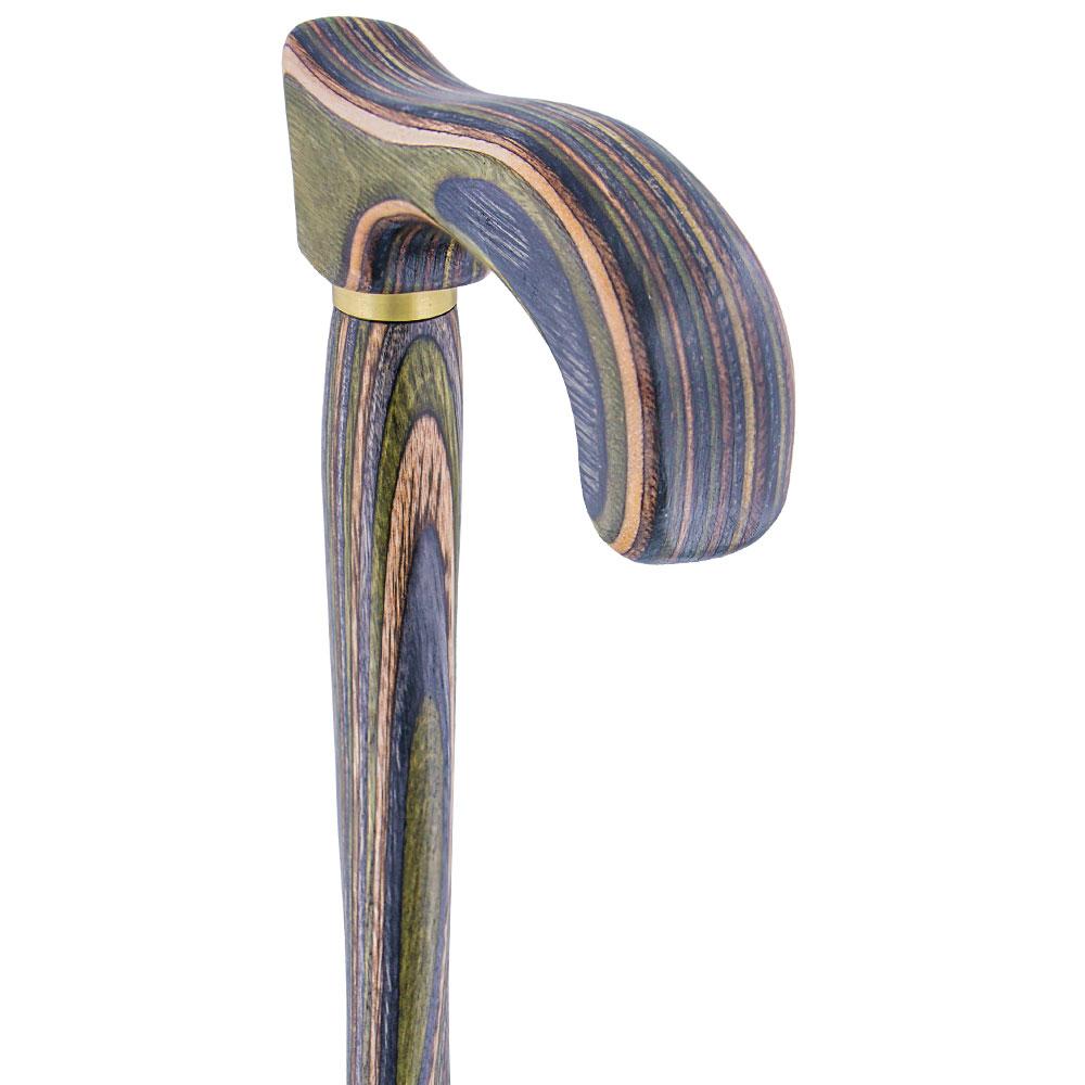 American Woodcrafter Camoflauge Colortone Classic Derby Handle Walking Cane With laminate Birchwood Shaft