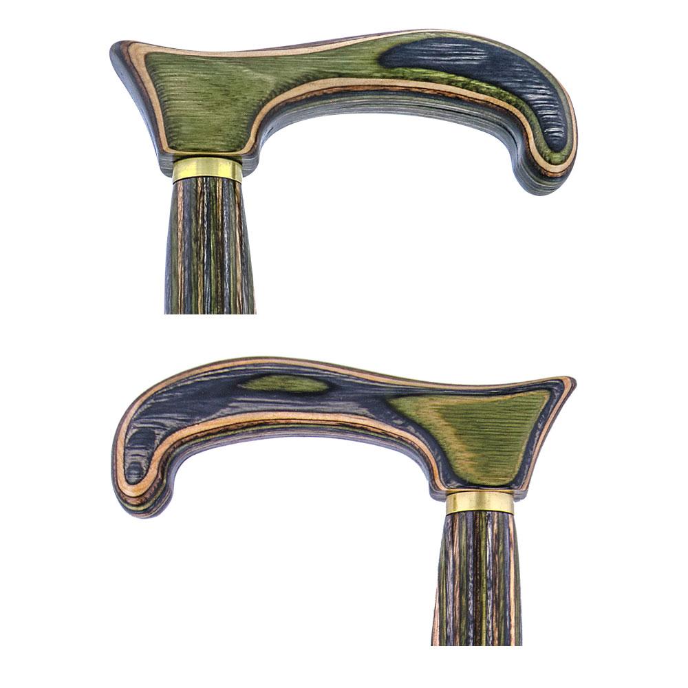 American Woodcrafter Camoflauge Colortone Classic Derby Handle Walking Cane With laminate Birchwood Shaft