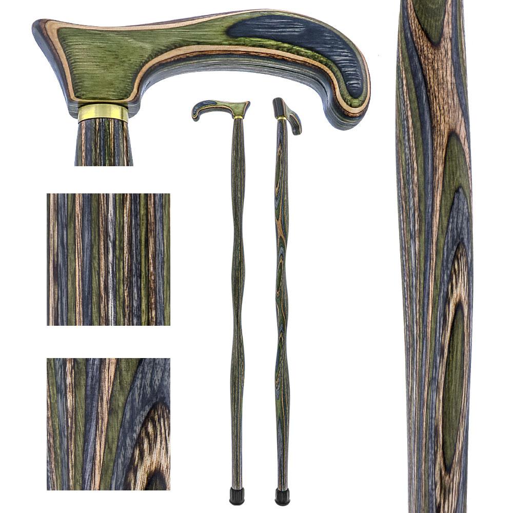 American Woodcrafter Camoflauge Colortone Classic Derby Handle Walking Cane With laminate Birchwood Shaft