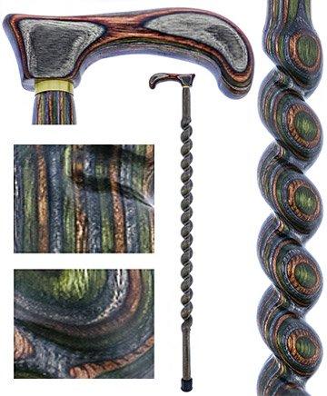 American Woodcrafter Camoflauge Colortone Classic Rope Twist Derby Handle Walking Cane With laminate Birchwood Shaft