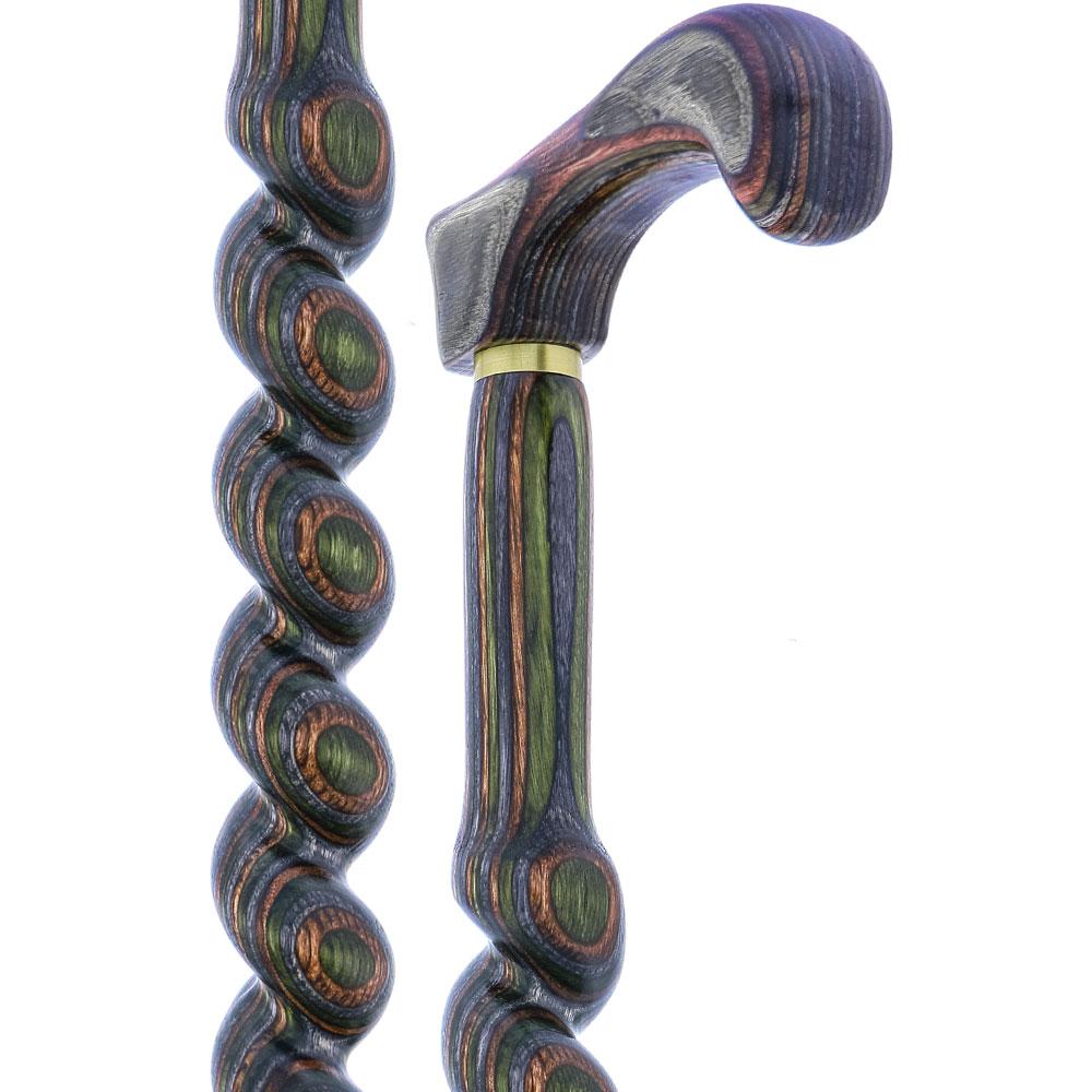 American Woodcrafter Camoflauge Colortone Classic Rope Twist Derby Handle Walking Cane With laminate Birchwood Shaft