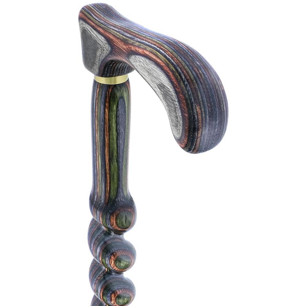 American Woodcrafter Camoflauge Colortone Classic Rope Twist Derby Handle Walking Cane With laminate Birchwood Shaft