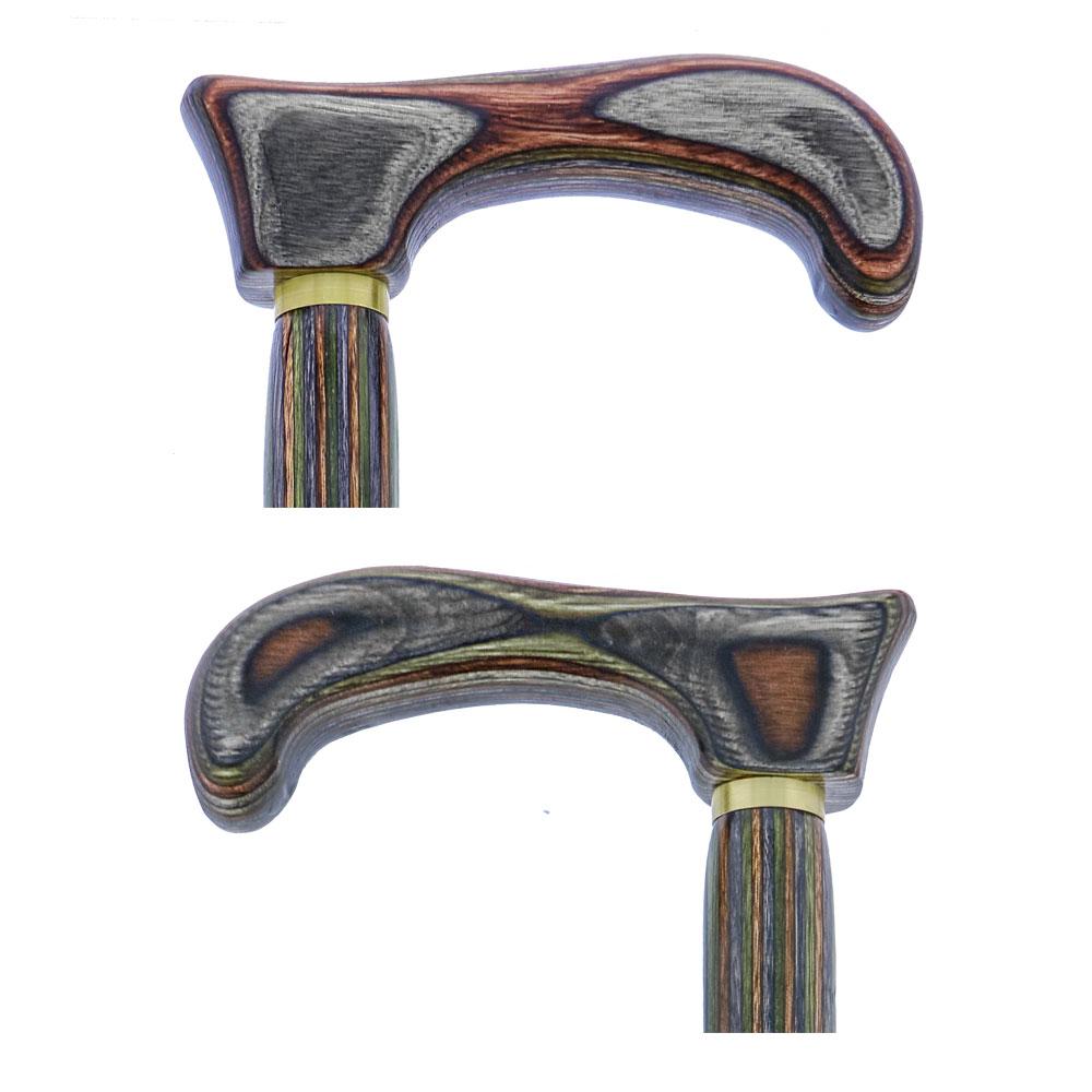 American Woodcrafter Camoflauge Colortone Classic Rope Twist Derby Handle Walking Cane With laminate Birchwood Shaft