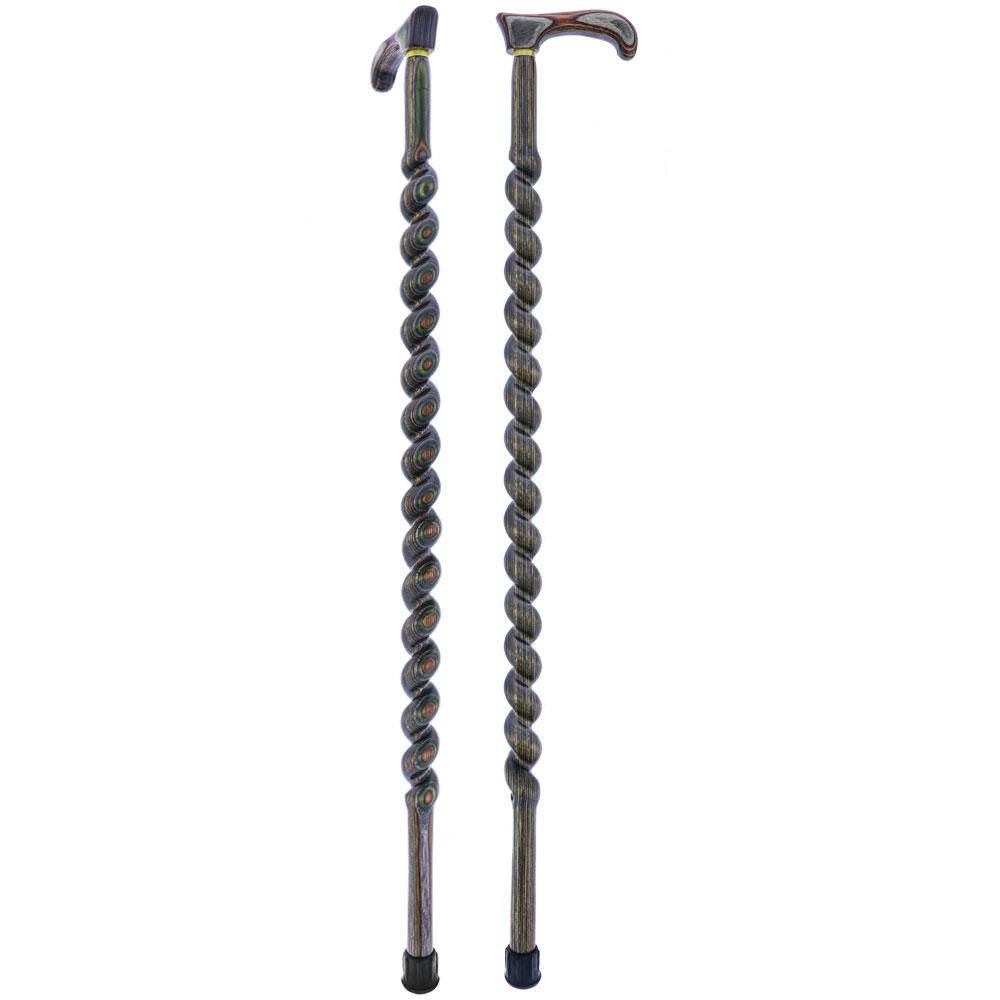 American Woodcrafter Camoflauge Colortone Classic Rope Twist Derby Handle Walking Cane With laminate Birchwood Shaft
