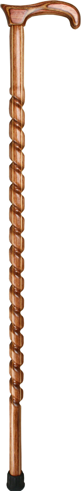 American Woodcrafter Colortone - Rope Spiral - Bean Derby Walking Cane With Laminated Birchwood Shaft