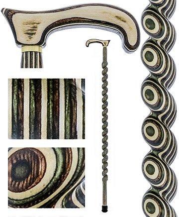 American Woodcrafter Field & Stream Colortone Spiral Rope Derby Handle Walking Cane With laminate Birchwood Shaft