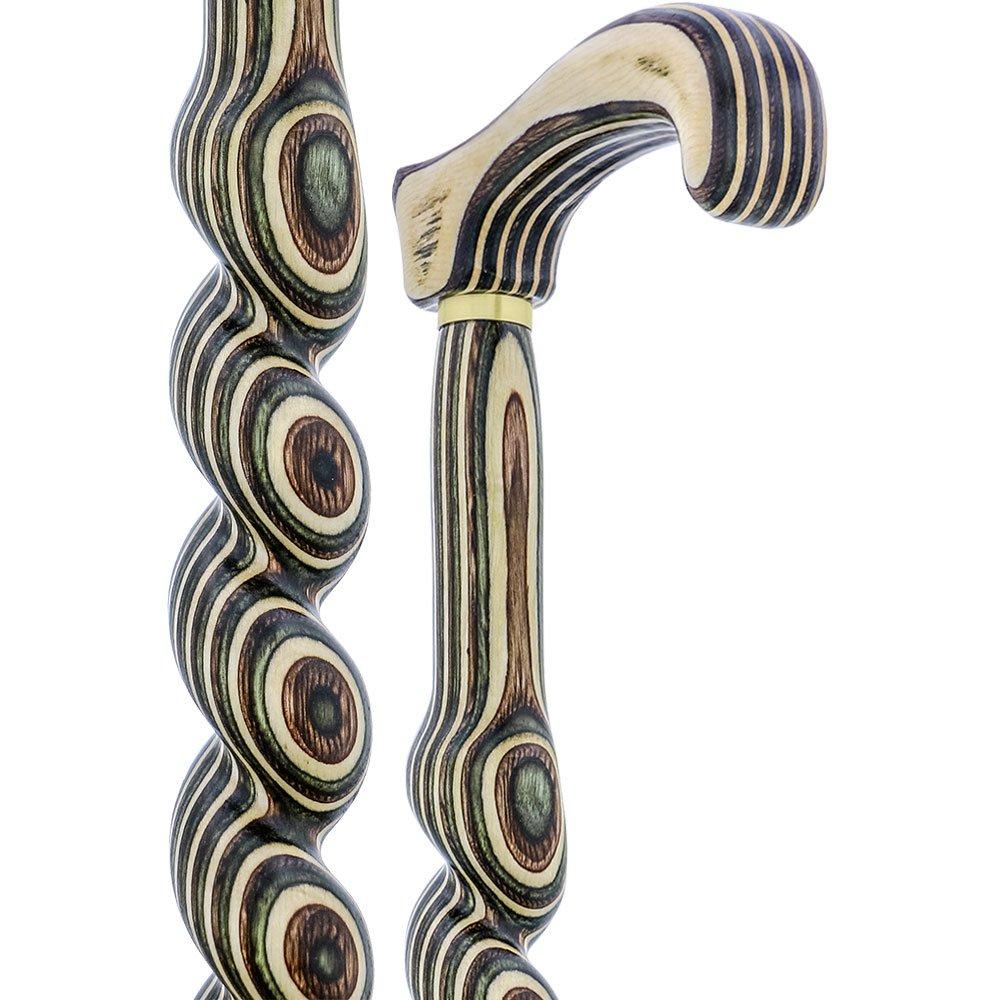 American Woodcrafter Field & Stream Colortone Spiral Rope Derby Handle Walking Cane With laminate Birchwood Shaft