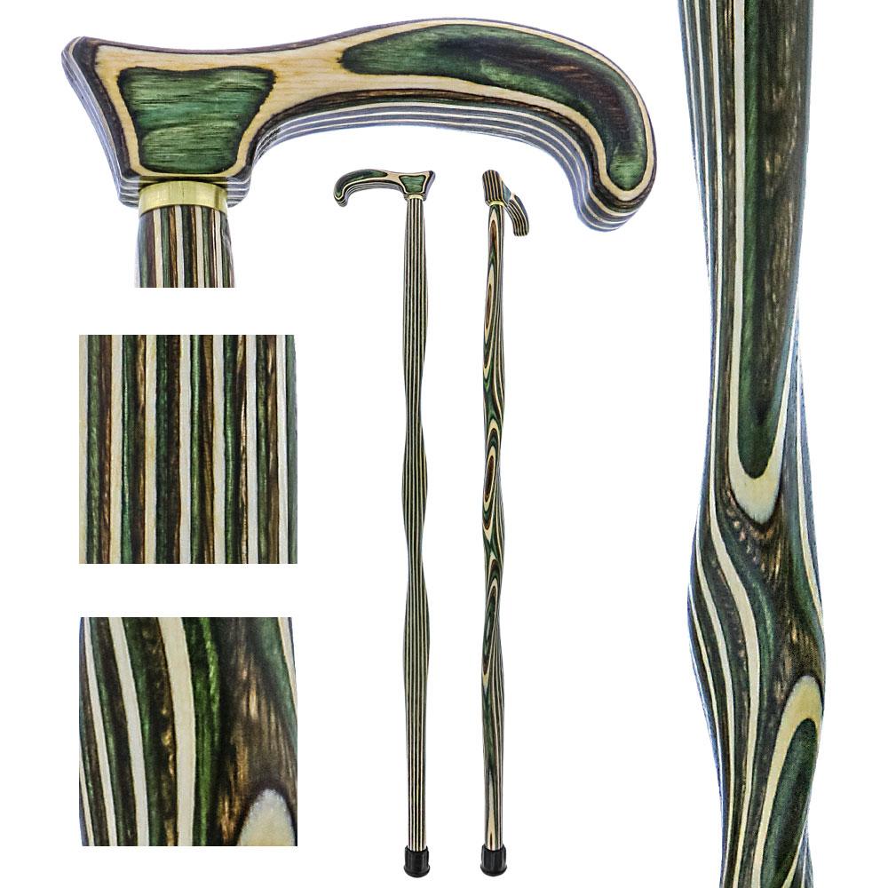 American Woodcrafter Field & Stream Colortone Twist Derby Handle Walking Cane With laminate Birchwood Shaft