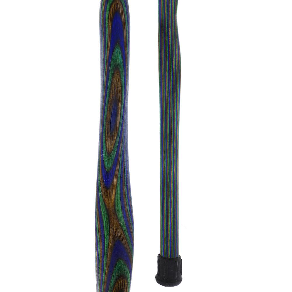American Woodcrafter Green Blue and Brown Colortone Classic Derby Handle Walking Cane With laminate Birchwood Shaft