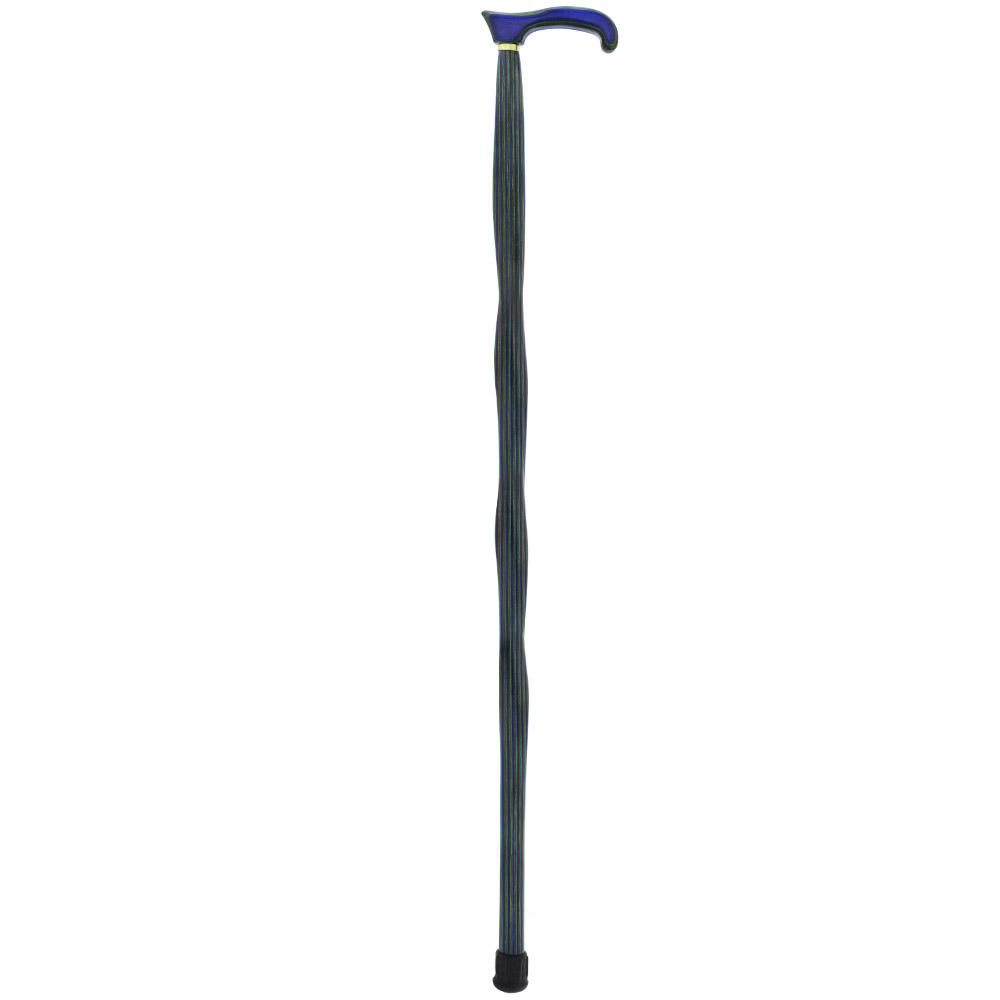 American Woodcrafter Green Blue and Brown Colortone Classic Derby Handle Walking Cane With laminate Birchwood Shaft