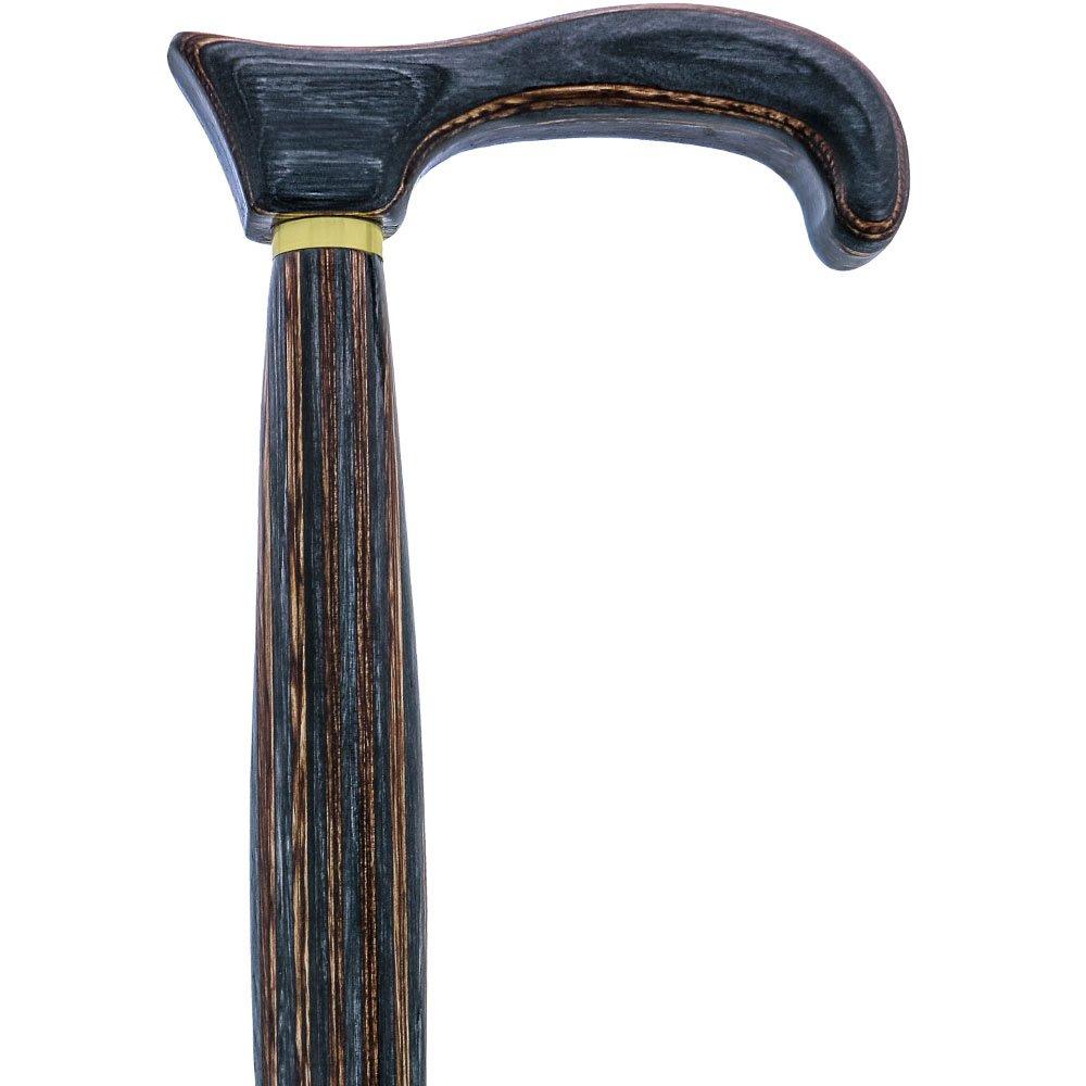 American Woodcrafter Gunstock Black & Brown Colortone Classic Derby Handle Walking Cane With laminate Birchwood Shaft