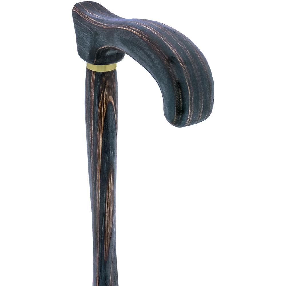 American Woodcrafter Gunstock Black & Brown Colortone Classic Derby Handle Walking Cane With laminate Birchwood Shaft