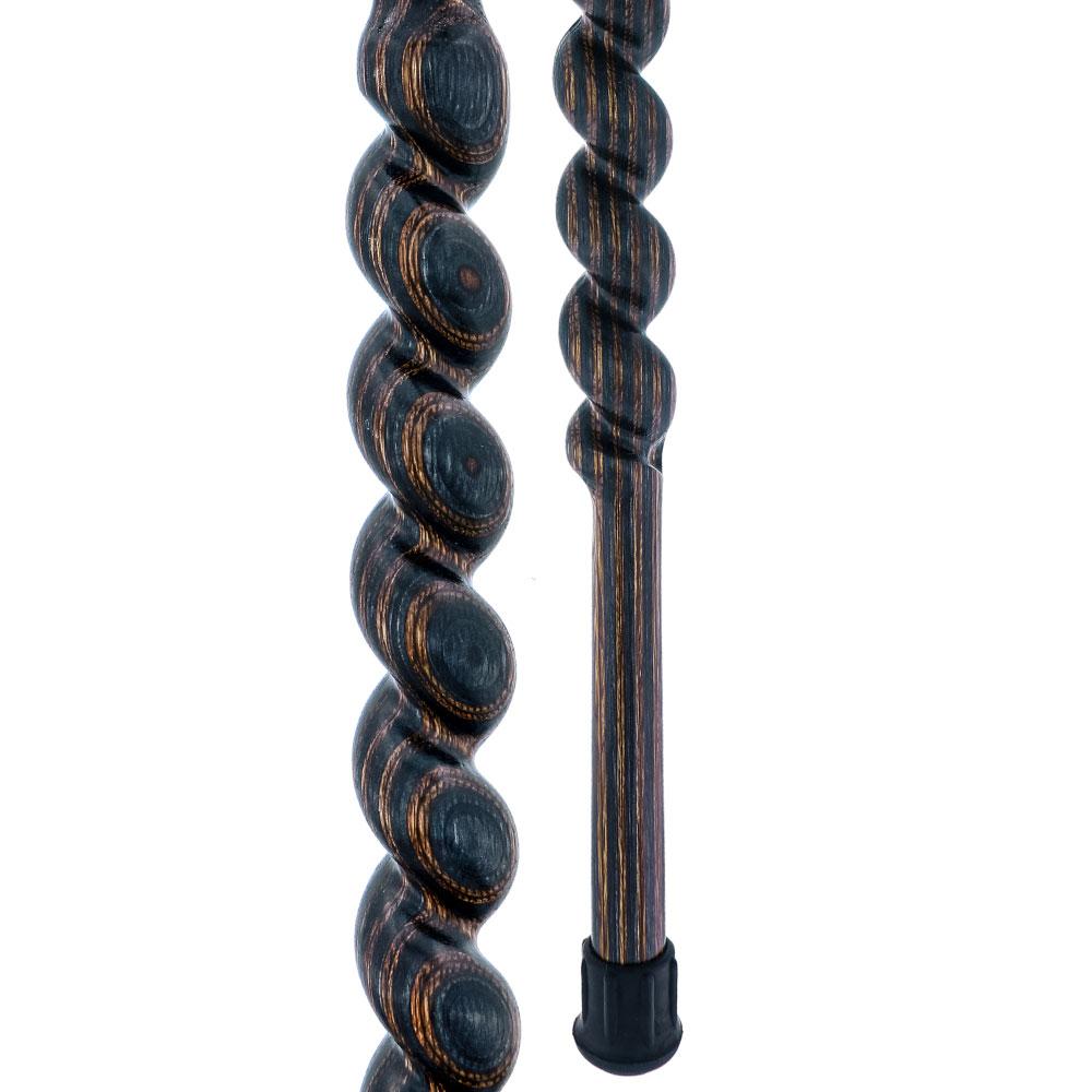 American Woodcrafter Gunstock Black & Brown Colortone Classic Rope Twist Derby Handle Walking Cane w/ laminate Birchwood