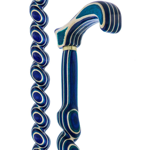 USA-Made Twisted Spiral Cane: Highlander Blue Durable Laminate