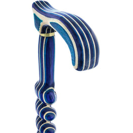 American Woodcrafter Highlander Blue Colortone Spiral Rope Derby Handle Walking Cane With laminate Birchwood Shaft