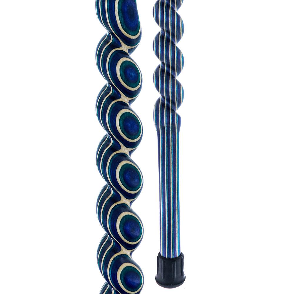 American Woodcrafter Highlander Blue Colortone Spiral Rope Derby Handle Walking Cane With laminate Birchwood Shaft