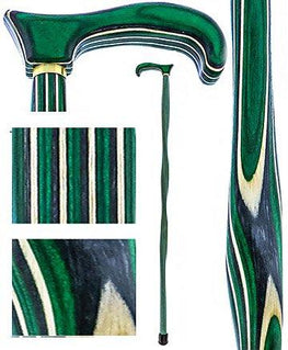 American Woodcrafter Highlander Green Colortone Classic Derby Handle Walking Cane With laminate Birchwood Shaft