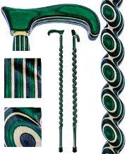 American Woodcrafter Highlander Green Colortone Classic Rope Twist Derby Handle Walking Cane With laminate Birchwood Shaf