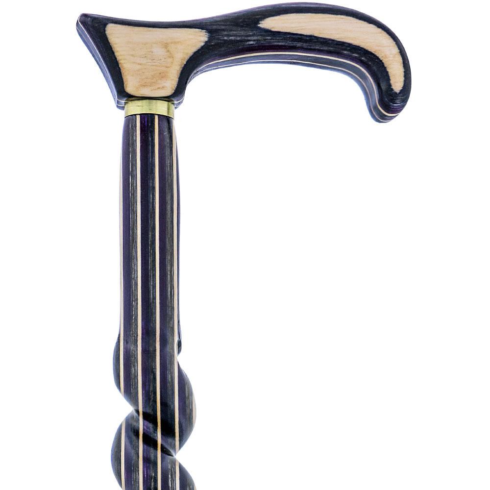 American Woodcrafter Highlander Purple Colortone Classic Rope Twist Derby Handle Walking Cane With laminate Birchwood Sha