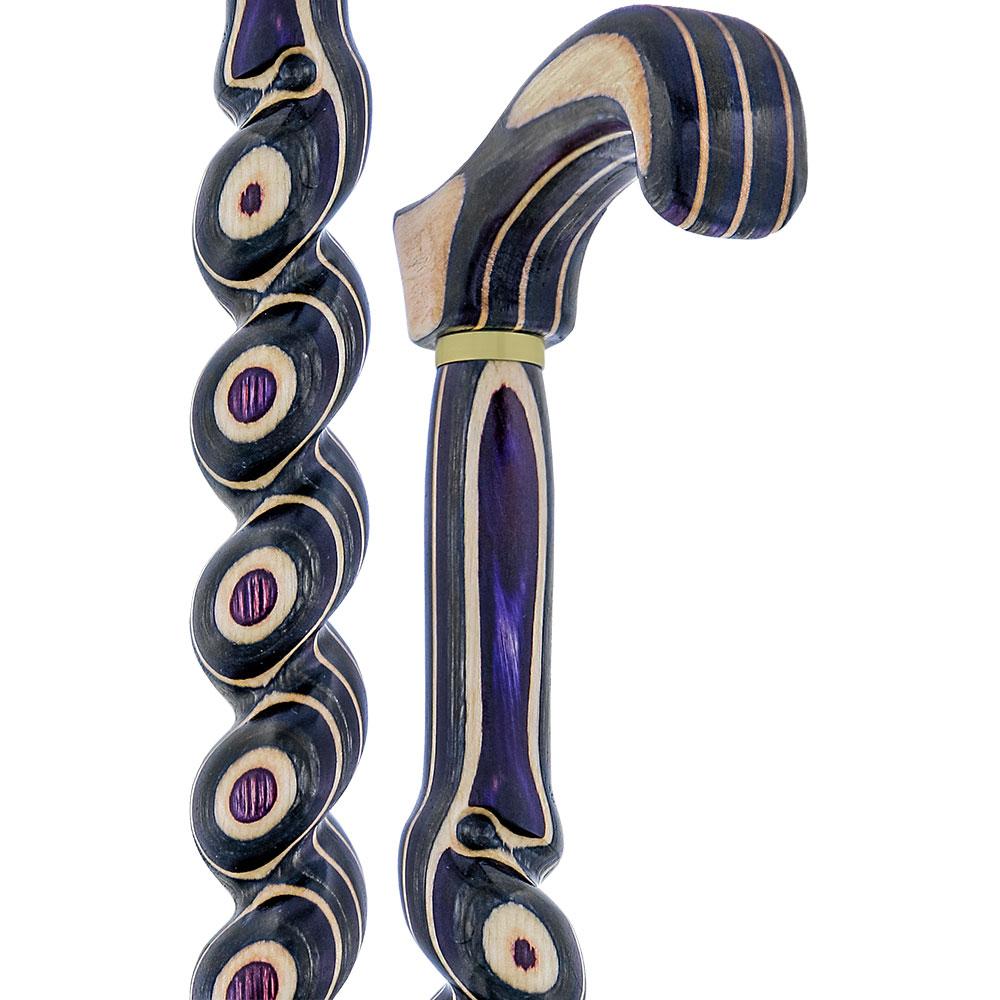 American Woodcrafter Highlander Purple Colortone Classic Rope Twist Derby Handle Walking Cane With laminate Birchwood Sha