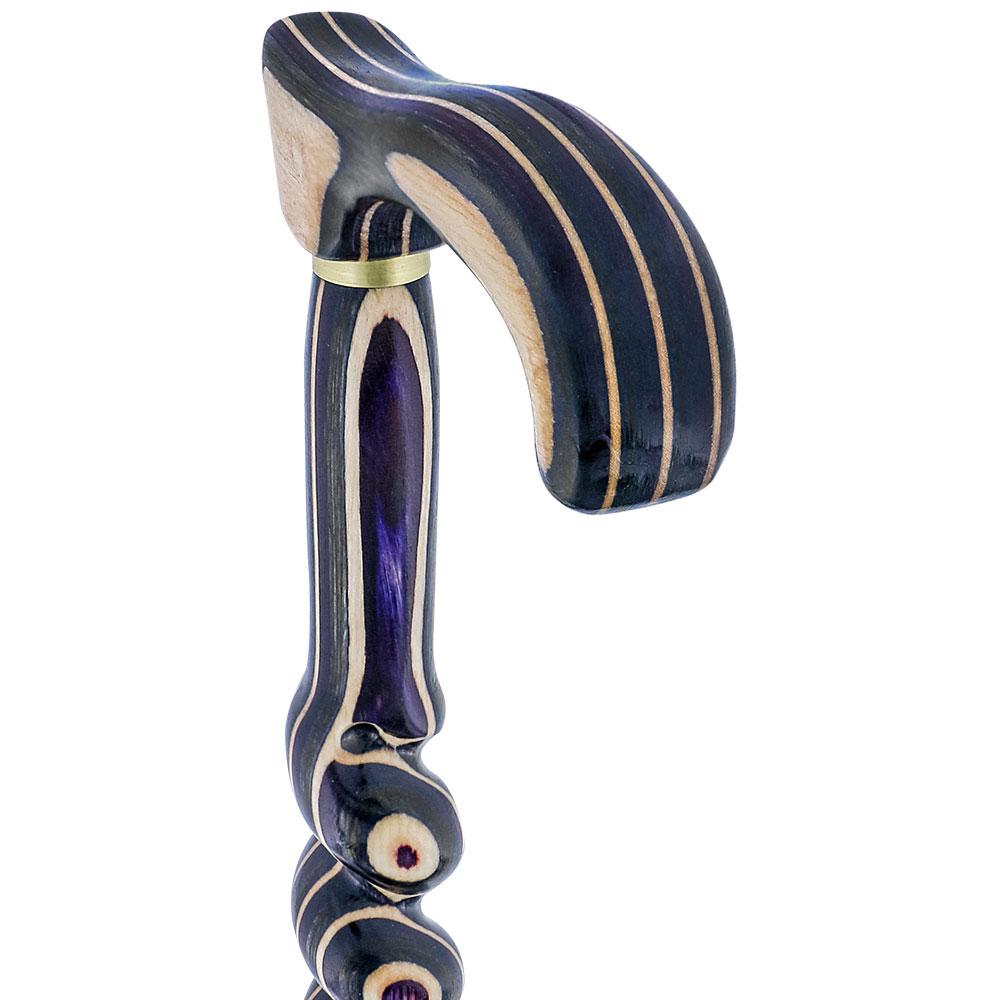 American Woodcrafter Highlander Purple Colortone Classic Rope Twist Derby Handle Walking Cane With laminate Birchwood Sha