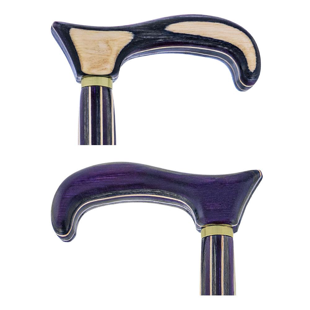 American Woodcrafter Highlander Purple Colortone Classic Rope Twist Derby Handle Walking Cane With laminate Birchwood Sha