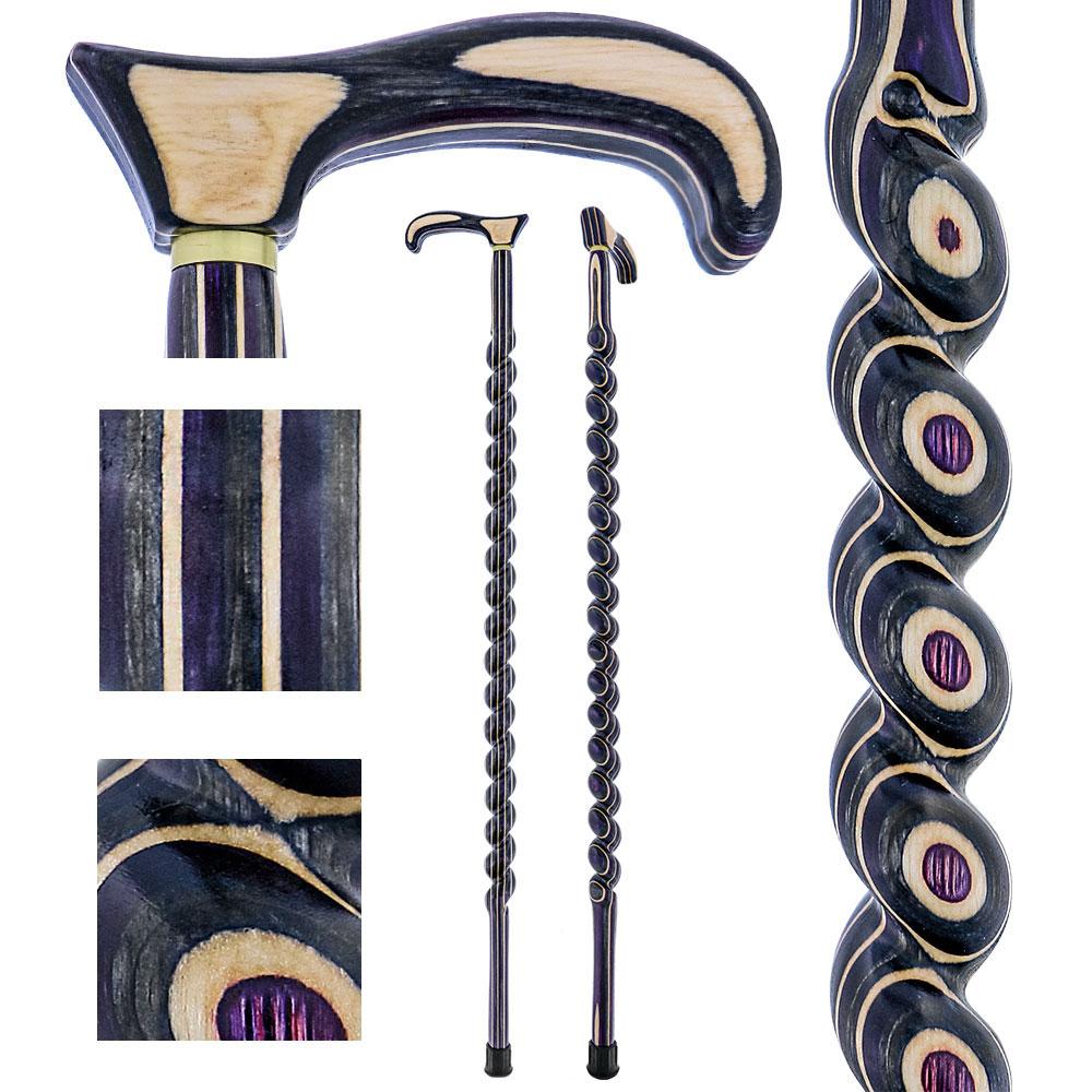 American Woodcrafter Highlander Purple Colortone Classic Rope Twist Derby Handle Walking Cane With laminate Birchwood Sha